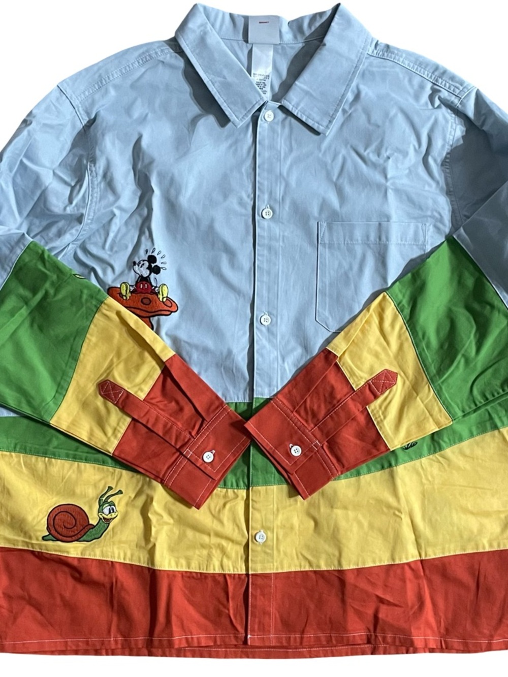 New Disney Mickey & Co Embroidered Button Up Long Sleeve Shirt Men’s XL